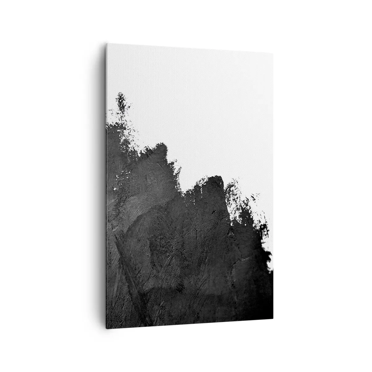 Obraz na płótnie - Czarno-biała abstrakcja z kontrastowymi pociągnięciami pędzla - 80x120cm - Żywioły: ziemia - Nowoczesna dekoracja ścienna do salonu i sypialni ARTTOR