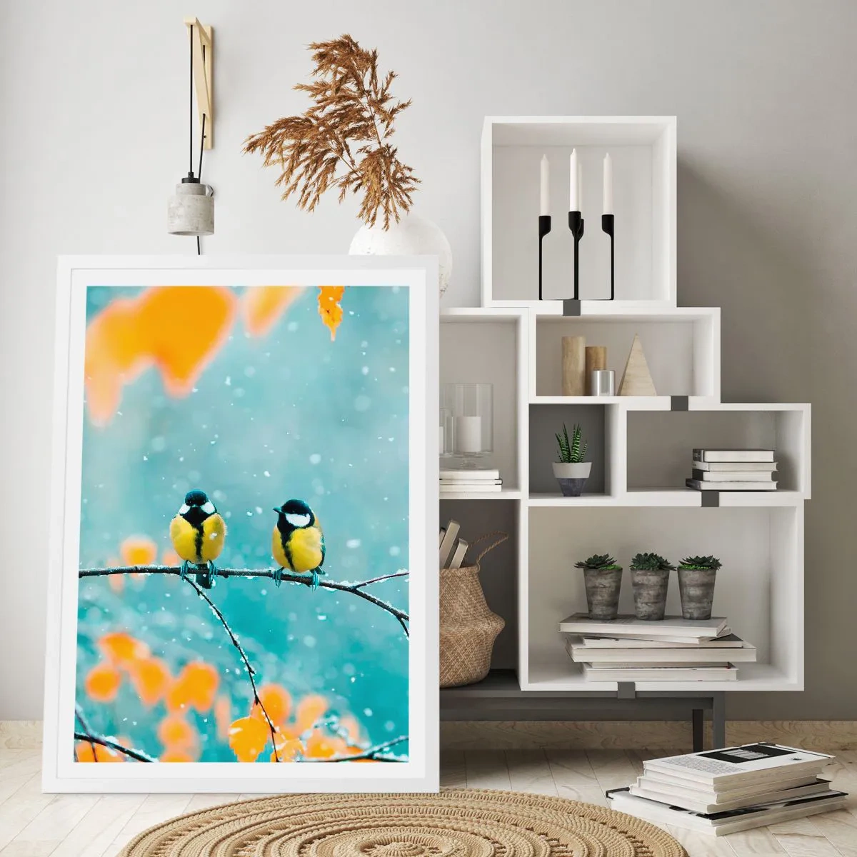 Plakat w białej ramie - Ptasie plotki - 40x50 cm