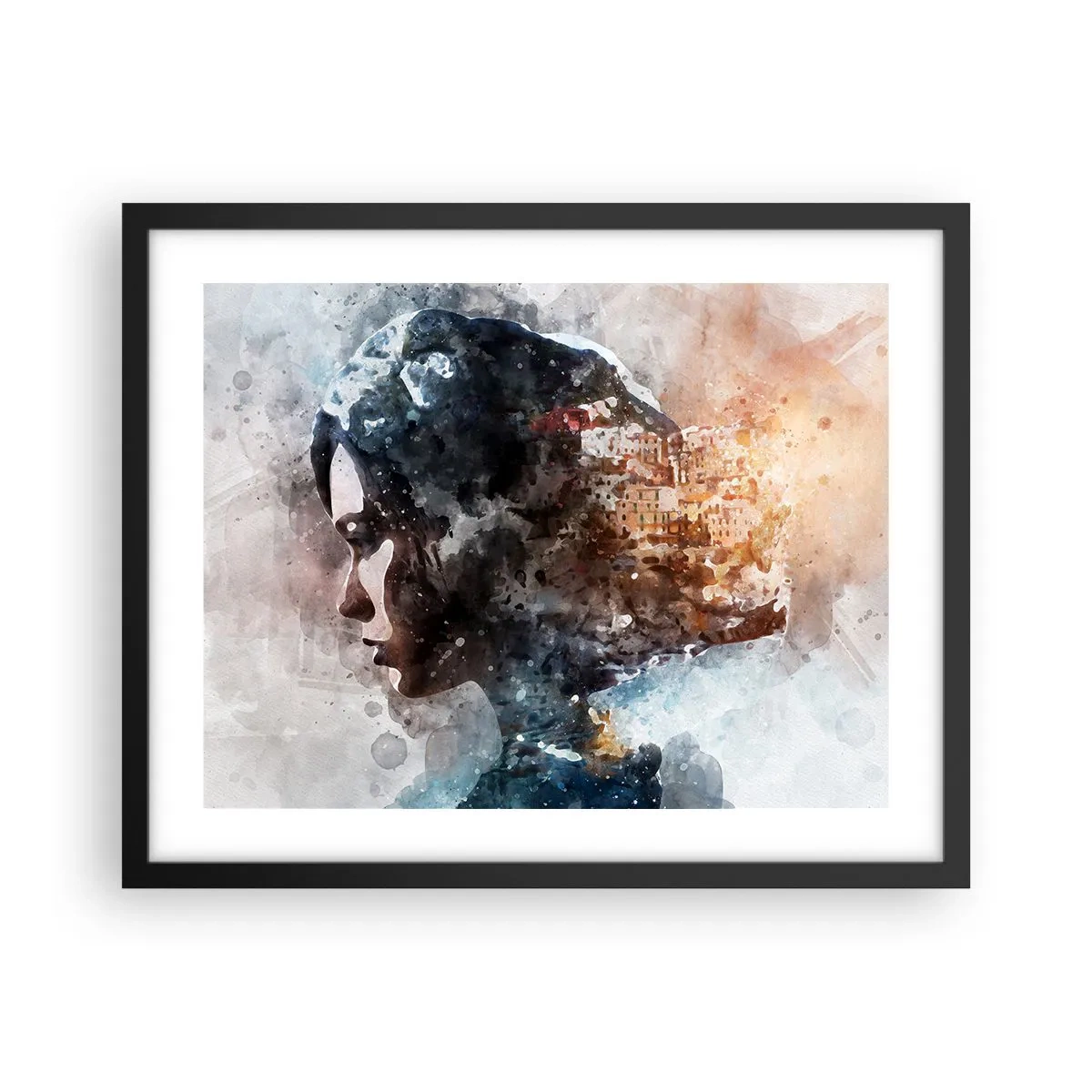 Plakat w czarnej ramie - Opowieść o dziewczynie z miastem w tle - 50x40 cm