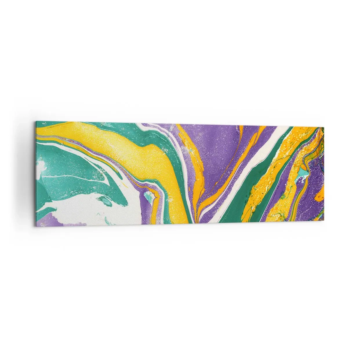 Obraz na płótnie - Abstrakcyjny wzór marmurkowy w żywych barwach - 160x50cm - Fale barw - Nowoczesna dekoracja ścienna do salonu i sypialni ARTTOR