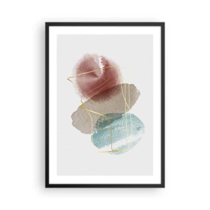 Plakat w czarnej ramie - Abstrakcyjna kompozycja w pastelowych kolorach - 50x70cm - Korale przestrzeni - Nowoczesna dekoracja ścienna do salonu i sypialni ARTTOR
