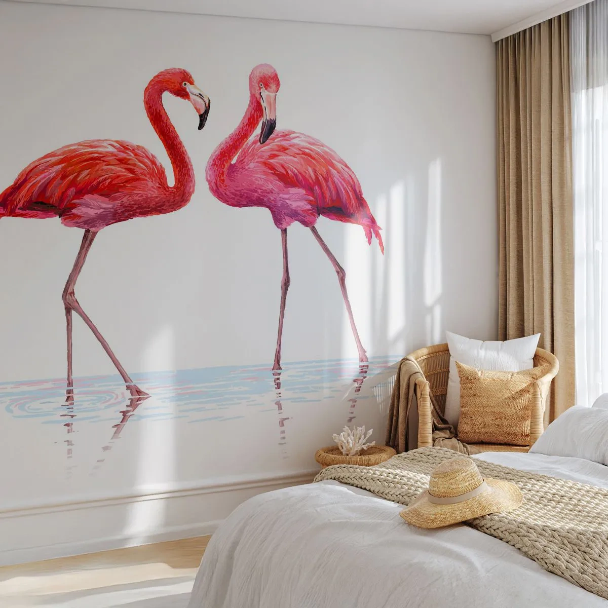 Fototapeta na wymiar Standard Eco - Różowe randez-vous - Flamingi, Ptaki, Sztuka
