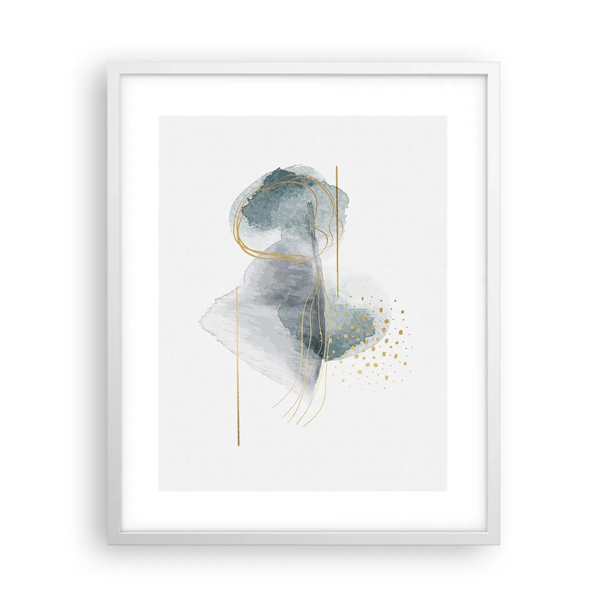 Plakat w białej ramie - O związkach szarości i złota - 40x50 cm