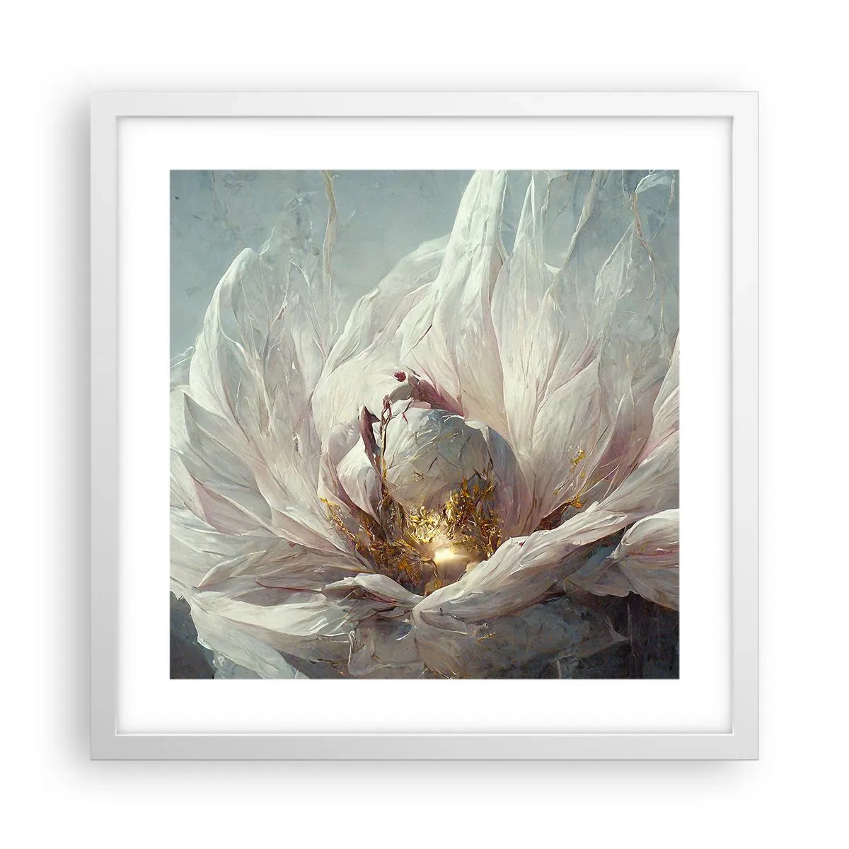 Plakat w białej ramie - Rozkwita raz na sto lat - 40x40 cm