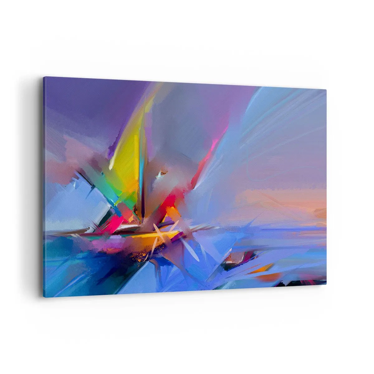 Obraz na płótnie - Abstrakcyjna kompozycja z intensywnymi kolorami - 100x70cm - Śmigła jak ptak - Nowoczesna dekoracja ścienna do salonu, kuchni i sypialni ARTTOR