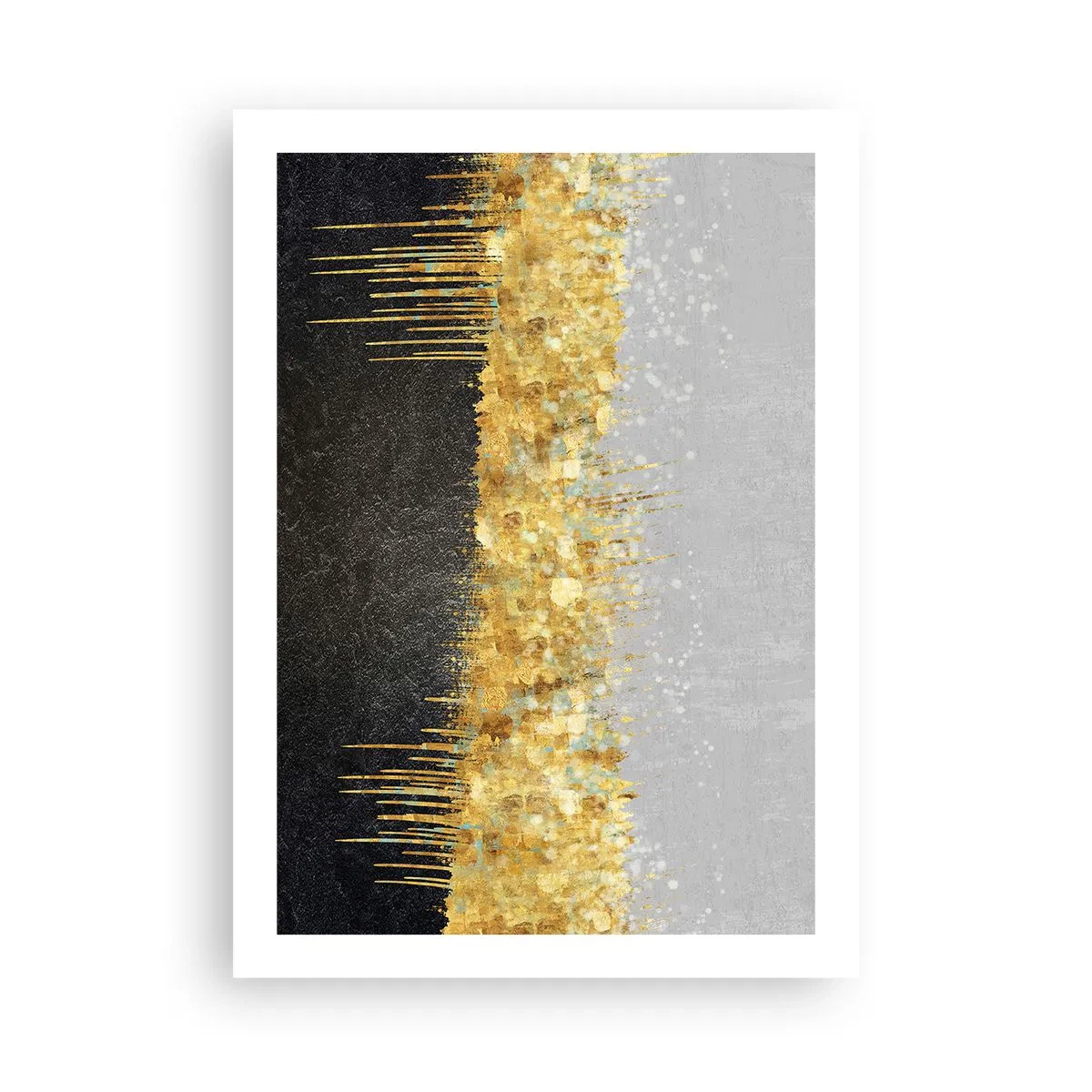 Plakat - Abstrakcyjna kompozycja złota, czerni i srebra - 50x70cm - W głąb i ku górze - Nowoczesna dekoracja ścienna do salonu, kuchni i sypialni ARTTOR