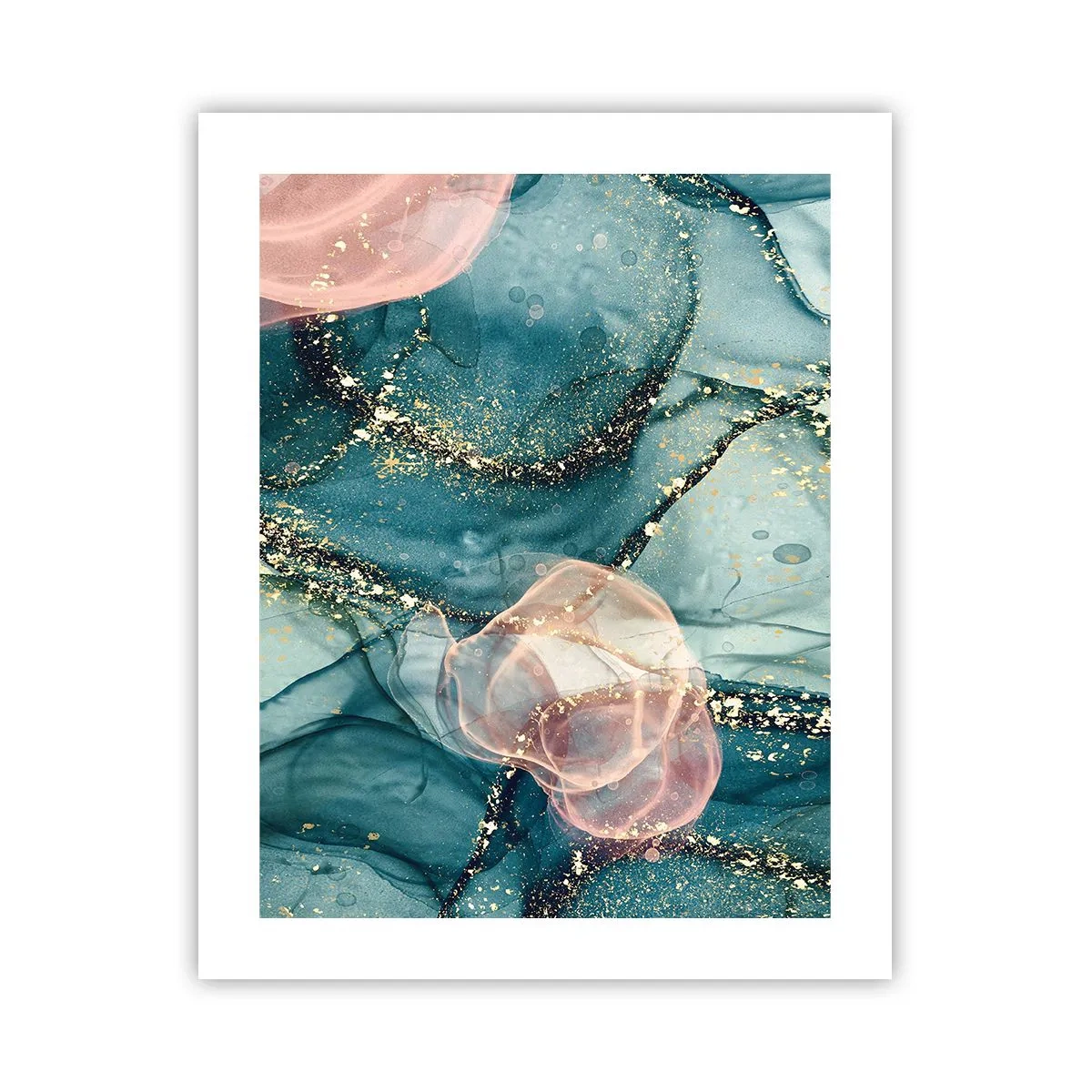 Plakat - Jedwabny błękit, tiulowy róż - 40x50 cm