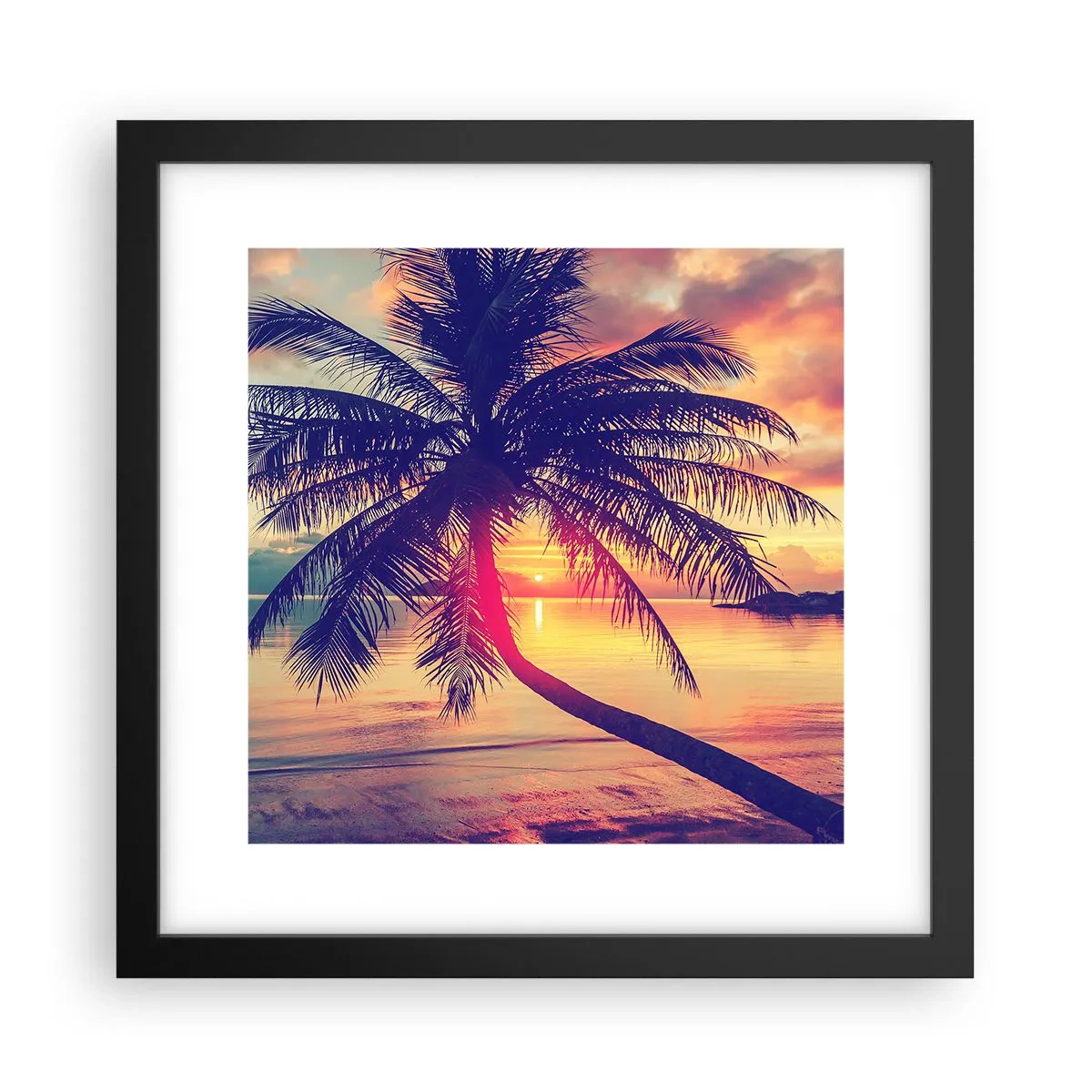 Plakat w czarnej ramie - Wieczór pod palmami - 30x30 cm