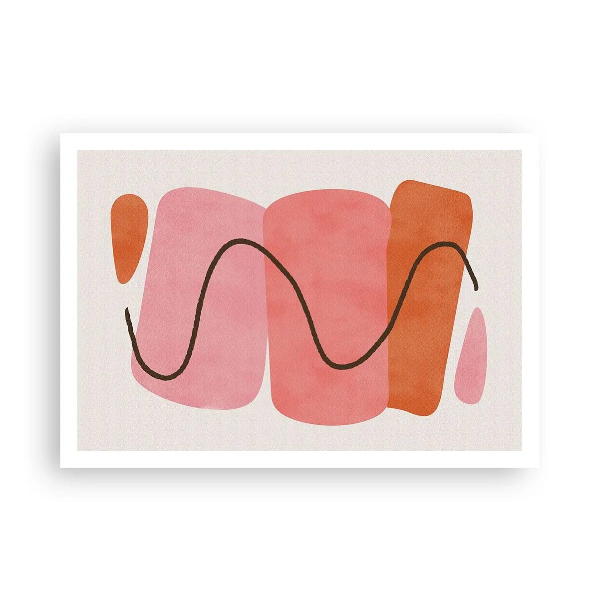 Plakat - Abstrakcyjne kształty w różowych i pomarańczowych odcieniach - 100x70cm - łagodny ruch form - Nowoczesna dekoracja ścienna do salonu i sypialni ARTTOR