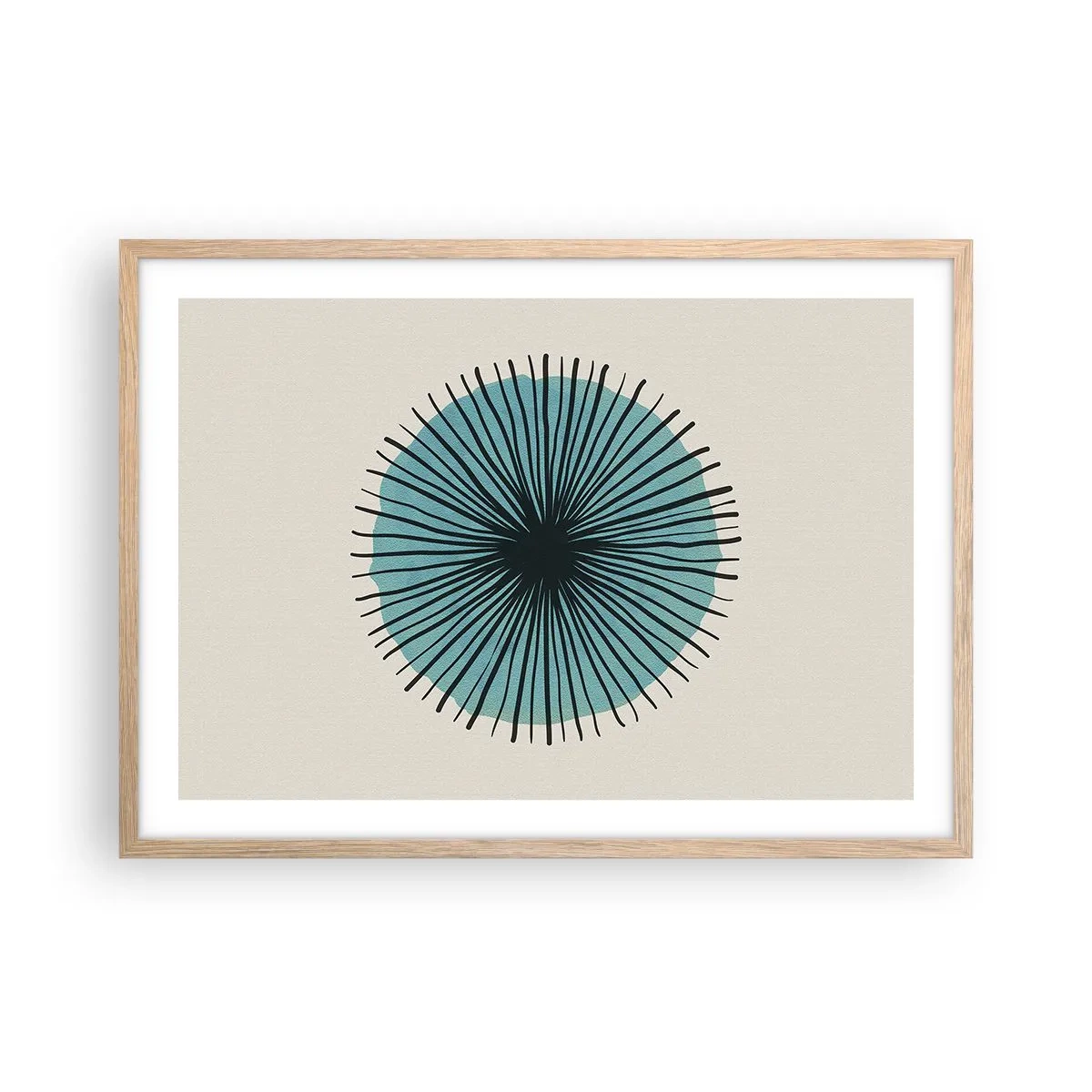 Plakat w ramie jasny dąb - Promieniście na błękicie - 70x50 cm