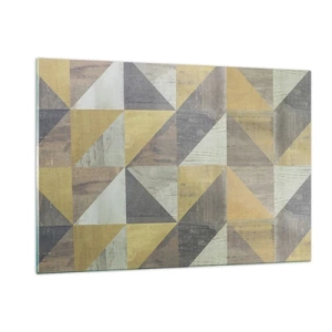 Obraz na szkle - Geometryczny wzór z trójkątów w stonowanych barwach - 120x80cm - Pod kątem trójkąta - Nowoczesna dekoracja ścienna do salonu, kuchni i sypialni ARTTOR