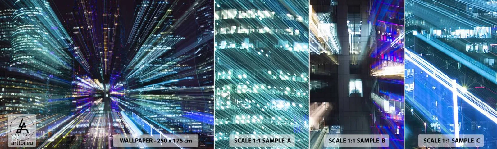 Fototapeta Próbka Samoprzylepna Deluxe Sticker - Przejście w nadprzestrzeń - Abstrakcja, Miasto, Grafika - 100x30 cm