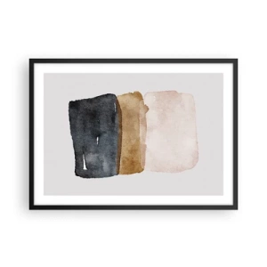 Plakat w czarnej ramie - Minimalistyczna kompozycja trzech prostokątów w ziemistych odcieniach - 70x50cm - Kompozycja barw ziemi - Nowoczesna dekoracja ścienna do salonu i sypialni ARTTOR