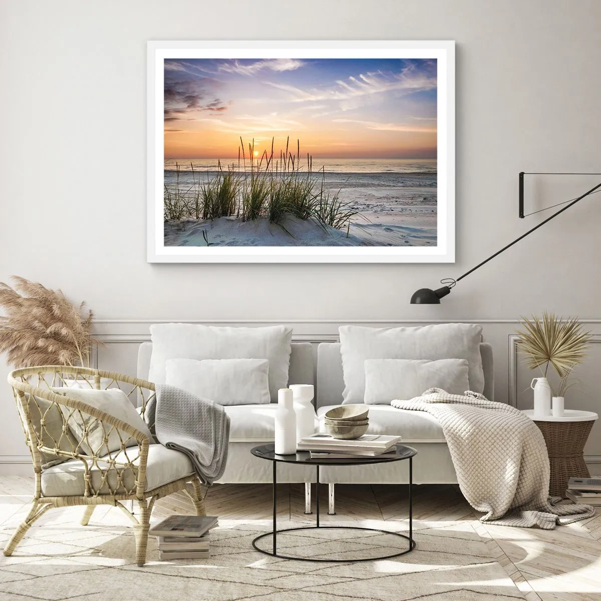 Plakat w białej ramie - Popatrz, pomyśl, poczuj - 50x40 cm