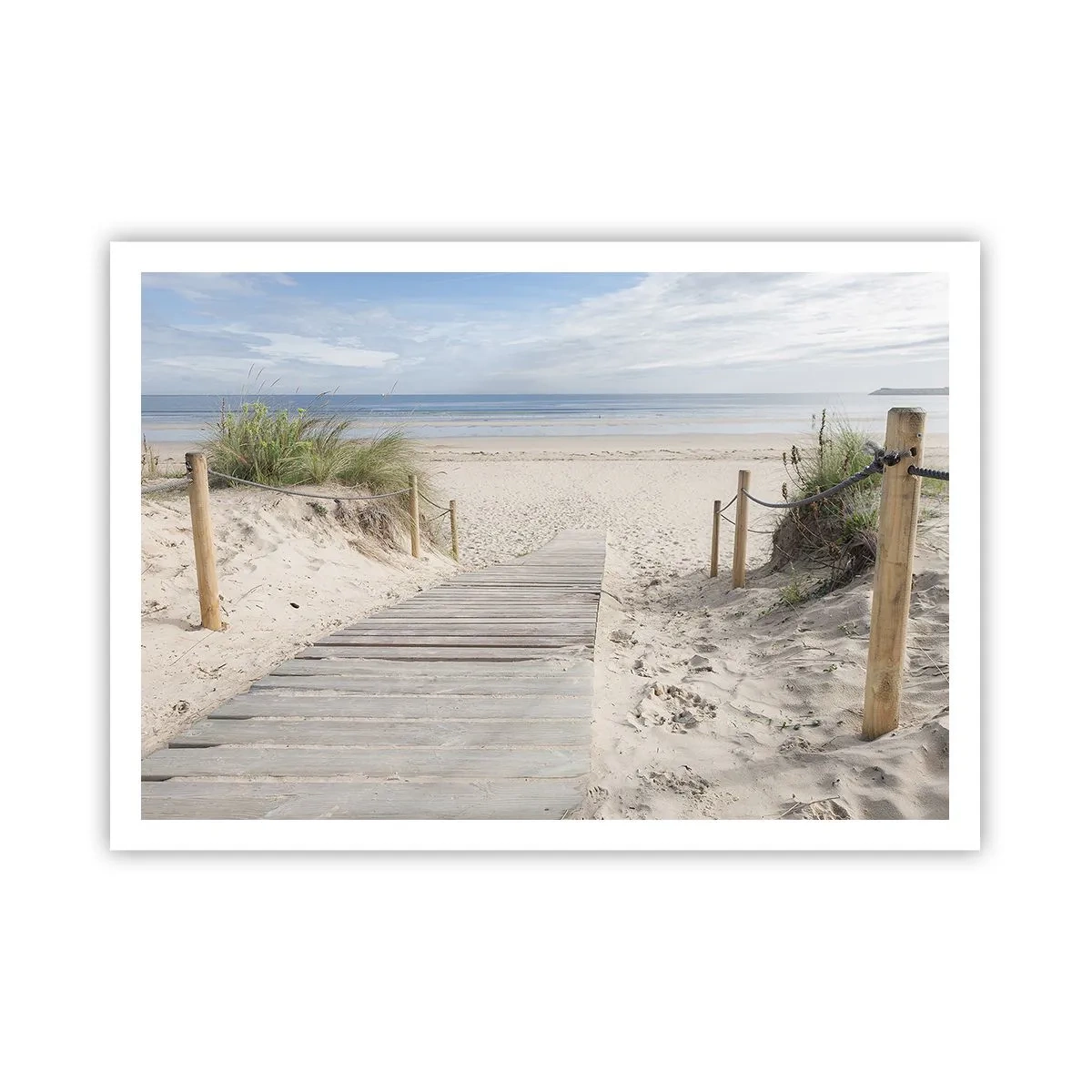 Plakat - Ścieżka z desek prowadząca na piaszczystą plażę - 100x70cm - Po horyzont - Nowoczesna dekoracja ścienna do salonu i sypialni ARTTOR