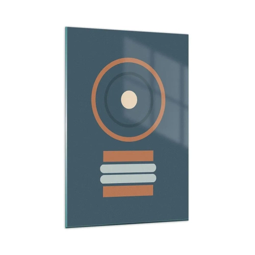 Obraz na szkle - Geometryczna kompozycja z okręgami i prostokątami w stonowanych barwach - 80x120cm - Istota rzeczy - Nowoczesna dekoracja ścienna do salonu i sypialni ARTTOR