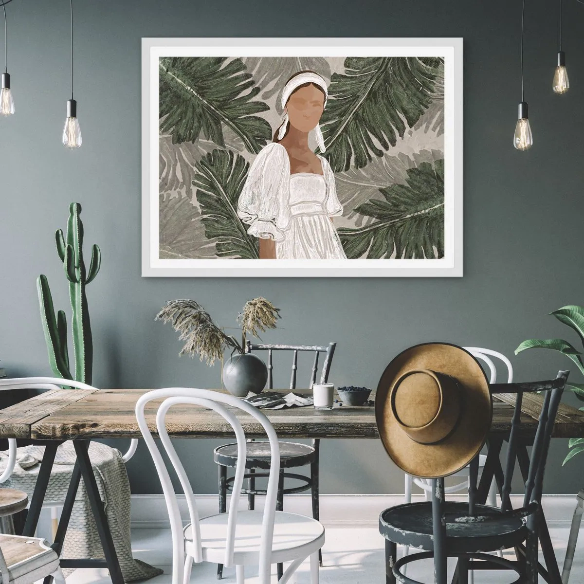 Plakat w białej ramie - Portret egzotyczny - 100x70 cm