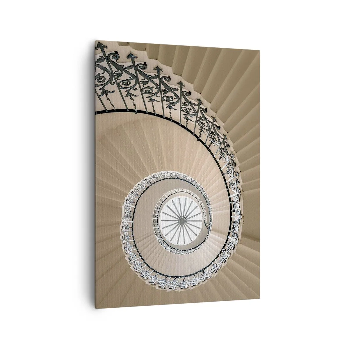 Obraz na płótnie - Spiralne schody w eleganckim ujęciu geometrycznym - 70x100cm - W środku muszli - Nowoczesna dekoracja ścienna do salonu i sypialni ARTTOR