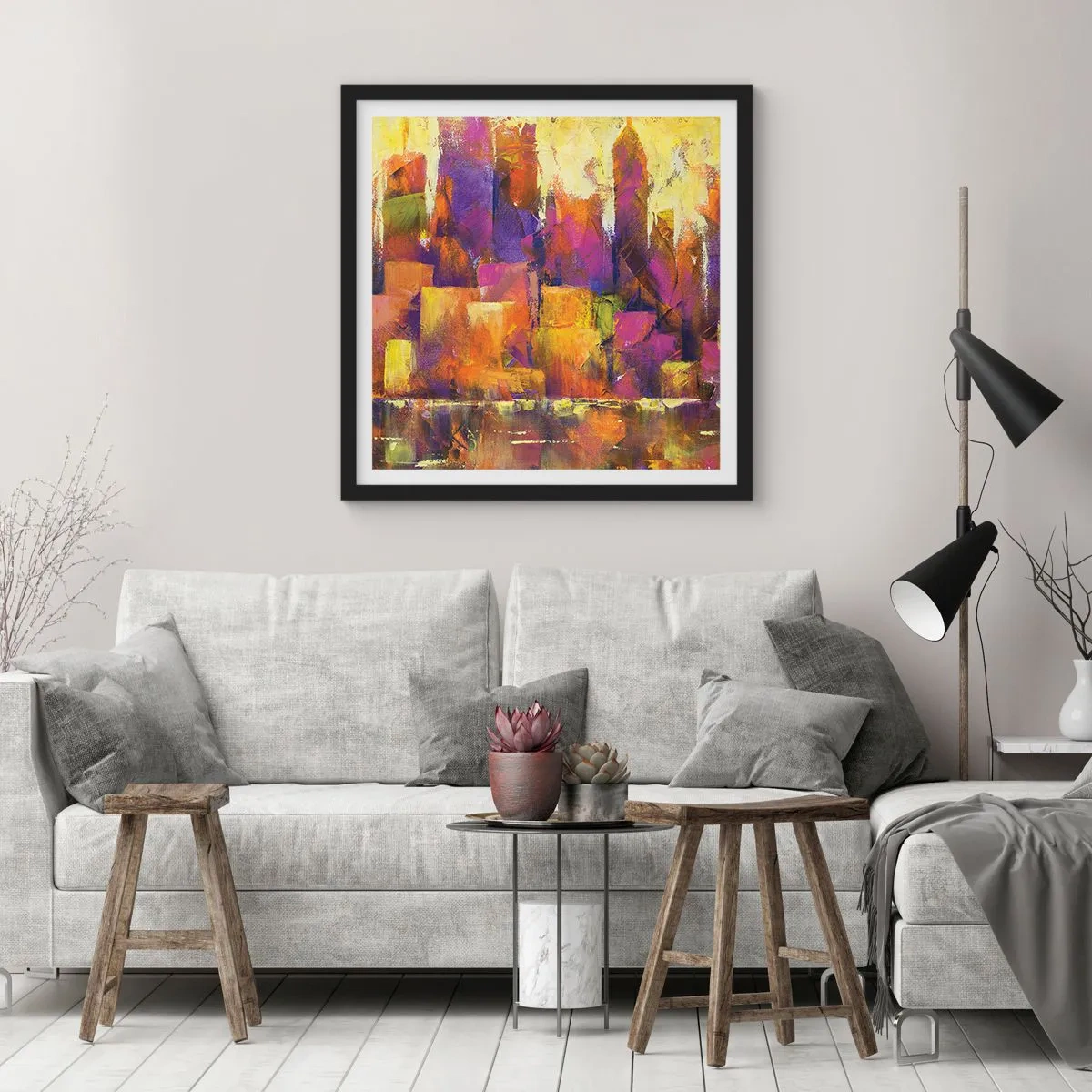 Plakat w czarnej ramie - Kompozycja metropolitalna - 40x40 cm