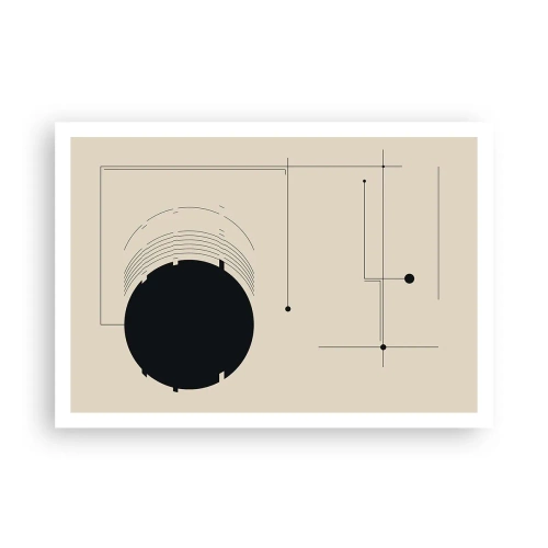Plakat - Czarne geometryczne linie i okrąg na beżowym tle - 100x70cm - Sprężysta i dynamiczna kompozycja - Nowoczesna dekoracja ścienna do salonu i sypialni ARTTOR