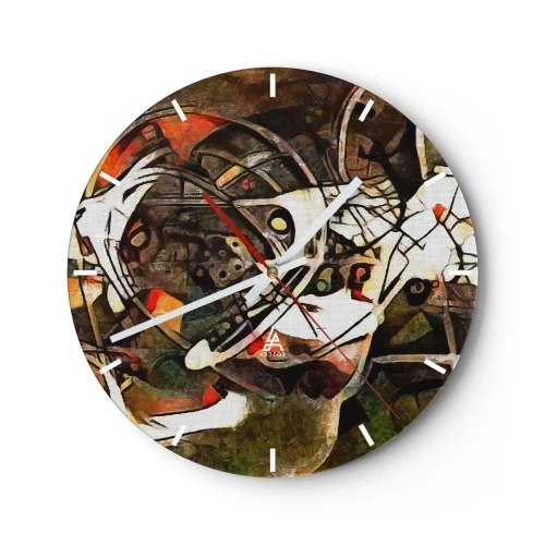 Zegar ścienny - Abstrakcja z dynamicznymi liniami i kolorowymi akcentami - 30x30cm - Słyszysz ruch? - Nowoczesna dekoracja ścienna do salonu, kuchni i sypialni ARTTOR