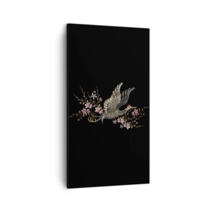 Obraz na płótnie - Egzotyczny, haftowany ptak - 45x80 cm