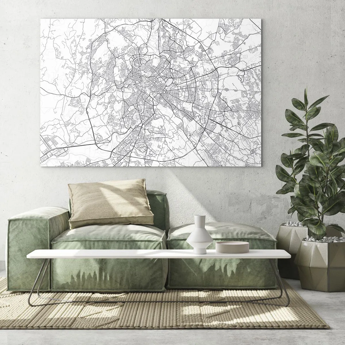 Obraz na szkle - Mapa Rzymu z wyraźnym okrężnym układem dróg - 100x70cm - Rzymski krąg - Nowoczesna dekoracja ścienna do salonu, kuchni i sypialni ARTTOR