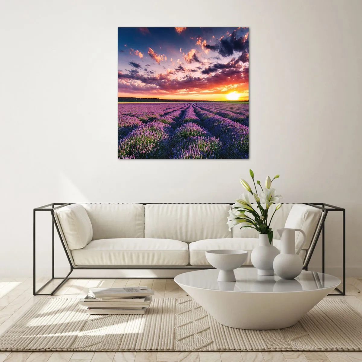 Obraz na szkle - Lawendowy świat - 60x60 cm