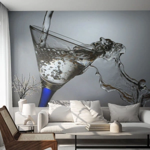 Fototapeta Premium Canvas - Krystaliczna woda w kryształowym szkle - Kieliszek , Koktajl, Gastronomia - 300x210 cm
