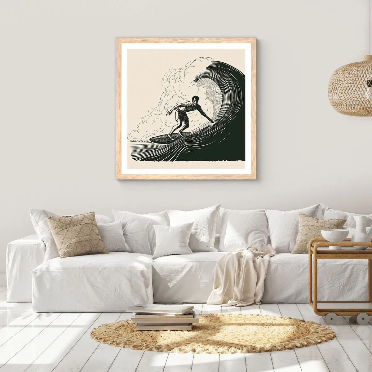 Plakat w ramie jasny dąb - Król fali - 60x60 cm