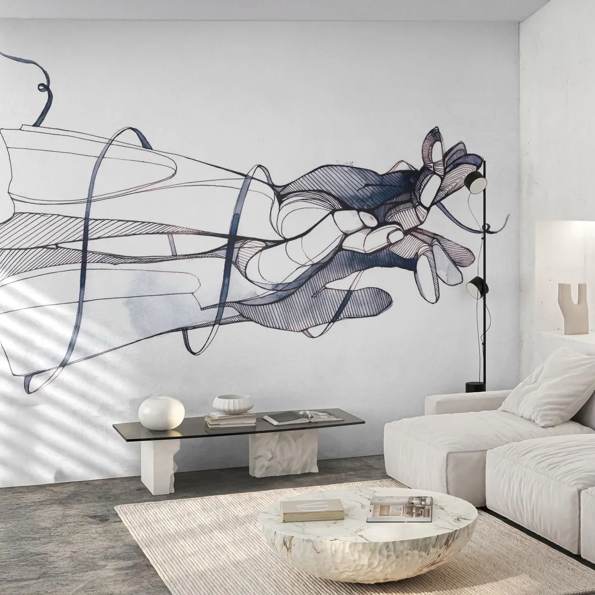 Fototapeta Premium Sand - Studium dotyku - Abstrakcja, Dłonie, Grafika - 400x280 cm