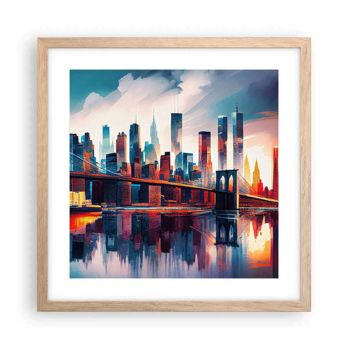 Plakat w ramie jasny dąb - Zjawiskowy Nowy Jork - 40x40 cm