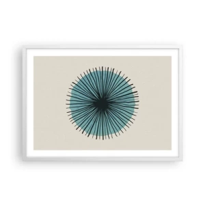 Plakat w białej ramie - Promieniście na błękicie - 70x50 cm