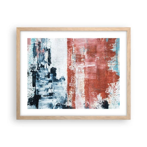 Plakat w ramie jasny dąb - Abstrakcyjne pół na pół - 50x40 cm