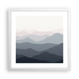 Plakat w białej ramie - Fale gór - 40x40 cm