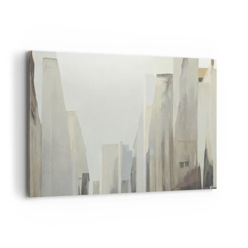 Obraz na płótnie - Abstrakcyjny krajobraz miasta w pastelowych odcieniach - 100x70cm - Sen o mieście - Nowoczesna dekoracja ścienna do salonu, kuchni i sypialni ARTTOR