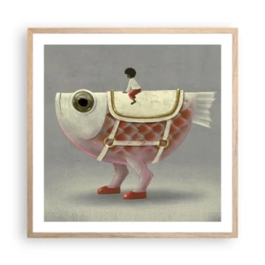 Plakat w ramie jasny dąb - Ryboński jeździec - 60x60 cm