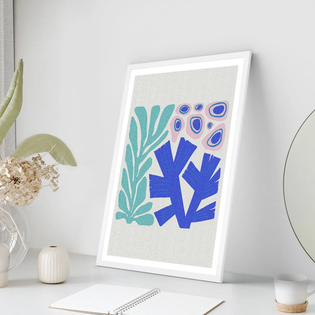 Plakat w białej ramie - Podwodny ogród - 70x100 cm