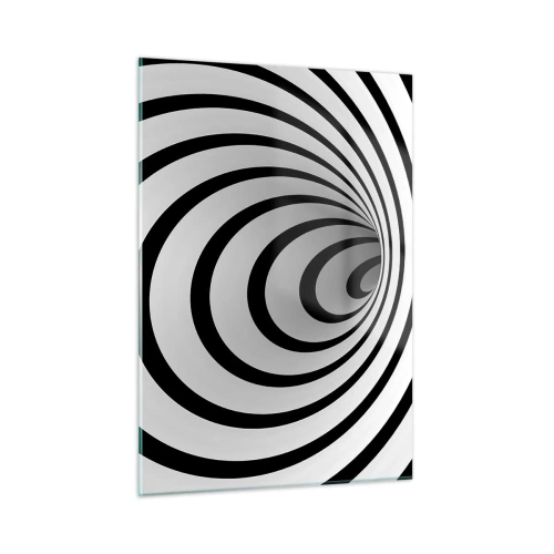 Obraz na szkle - Abstrakcyjny wzór spirali w czerni i bieli - 50x70cm - Też nie możesz się oprzec? - Nowoczesna dekoracja ścienna do salonu, kuchni i sypialni ARTTOR
