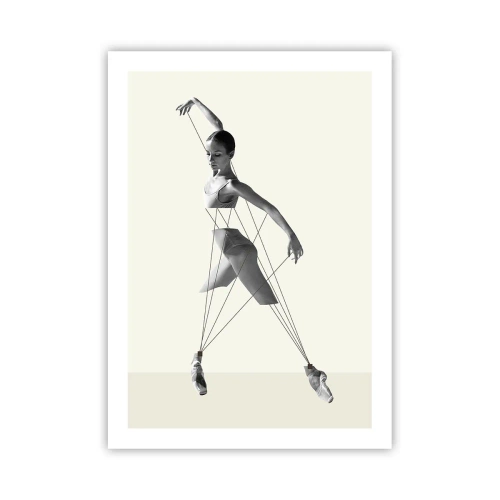 Plakat - Baletnica w artystycznej kompozycji z geometrycznymi liniami - 50x70cm - W teatrze świata - Nowoczesna dekoracja ścienna do salonu, kuchni i sypialni ARTTOR