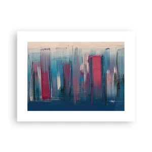 Plakat - Kompozycja wertykalna w błękicie i czerwieni - 40x30 cm