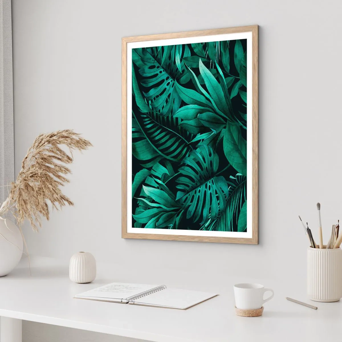 Plakat w ramie jasny dąb - Głębia tropikalnej zieleni - 50x70 cm
