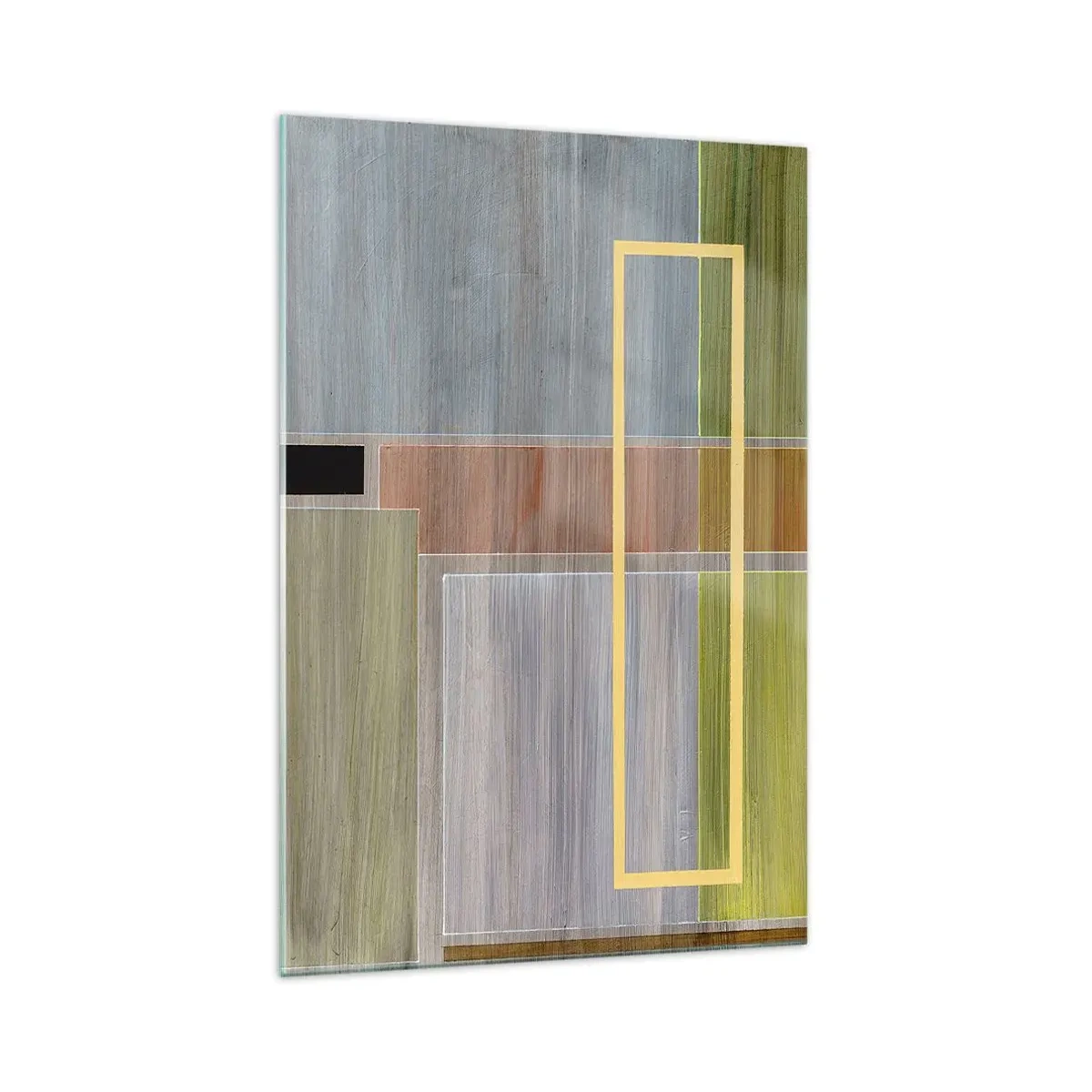 Obraz na szkle - Geometryczna kompozycja w pastelowych barwach z prostokątami - 70x100cm - Prosto i spokojnie - Nowoczesna dekoracja ścienna do salonu i sypialni ARTTOR