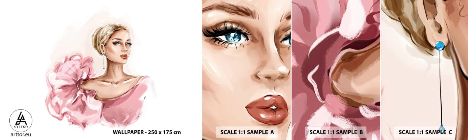 Fototapeta Próbka Samoprzylepna Deluxe Sticker - Jak  malowana… - Kobieta, Moda, Grafika - 100x30 cm