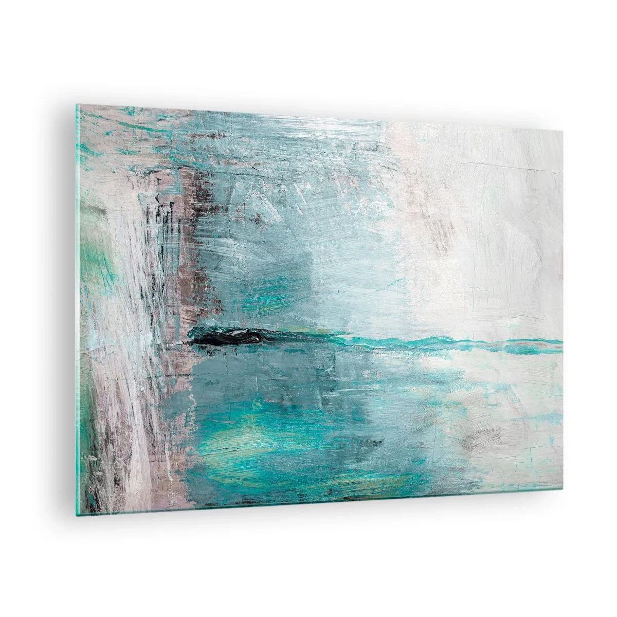 Obraz na szkle - Abstrakcyjna kompozycja w odcieniach błękitu i szarości - 70x50cm - Horyzontalnie w błękicie - Nowoczesna dekoracja ścienna do salonu i sypialni ARTTOR