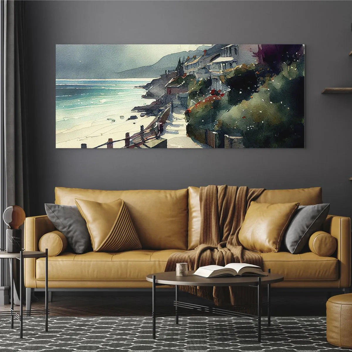 Obraz na szkle - Śródziemnomorskie miasteczko - 100x40 cm