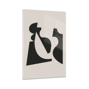 Obraz na szkle - Abstrakcyjna kompozycja geometryczna w czerni i bieli - 70x100cm - Do samodzielnego składania - Nowoczesna dekoracja ścienna do salonu i sypialni ARTTOR