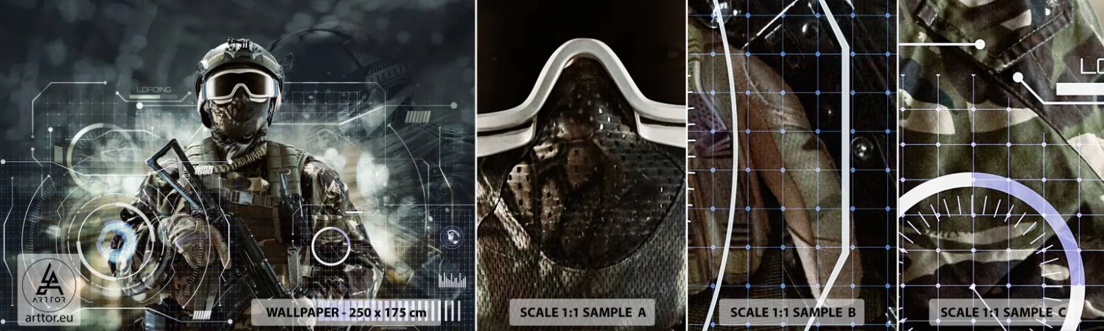 Fototapeta Próbka Samoprzylepna Deluxe Sticker - Moc do potęgi - Abstrakcja, Żołnierz, Komandos - 100x30 cm