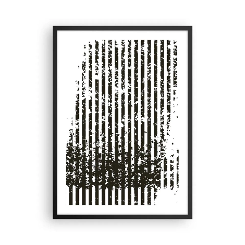 Plakat w czarnej ramie - Abstrakcyjny wzór z liniami i teksturą - 50x70cm - Rytm i szum - Nowoczesna dekoracja ścienna do salonu i sypialni ARTTOR