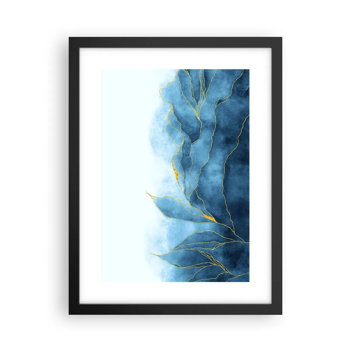 Plakat w czarnej ramie - Błękit w złocie - 30x40 cm